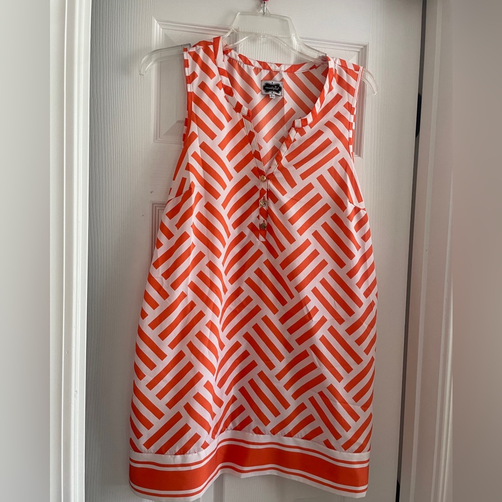 Orange and White Sleeveless Tunic Top